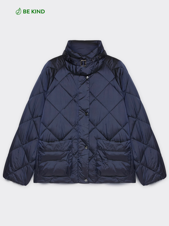 Diamond-quilted down jacket with pockets