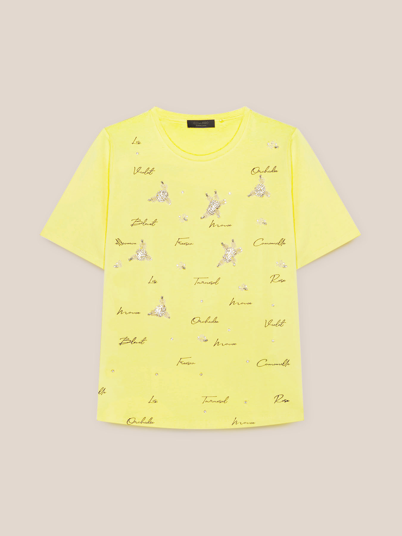 T shirt with print and embroidery