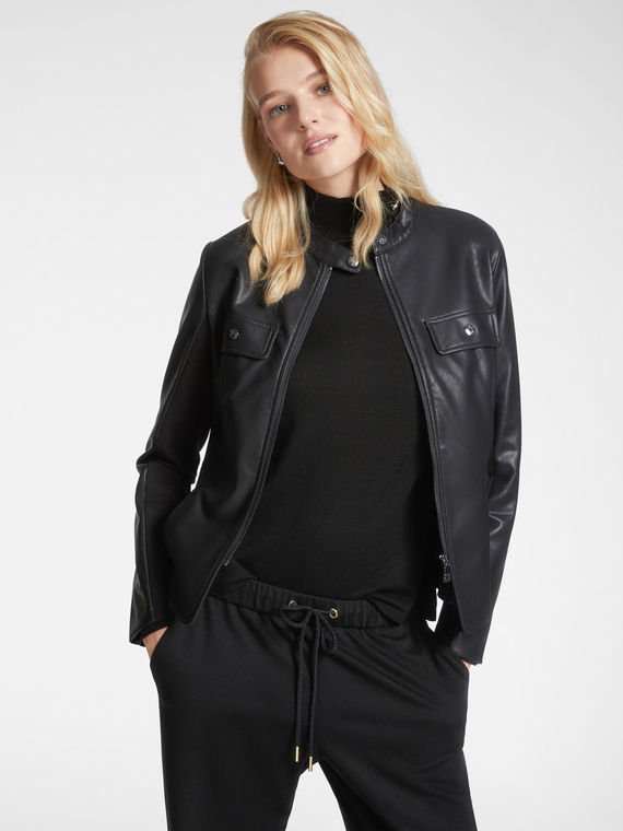 Dual-fabric biker jacket