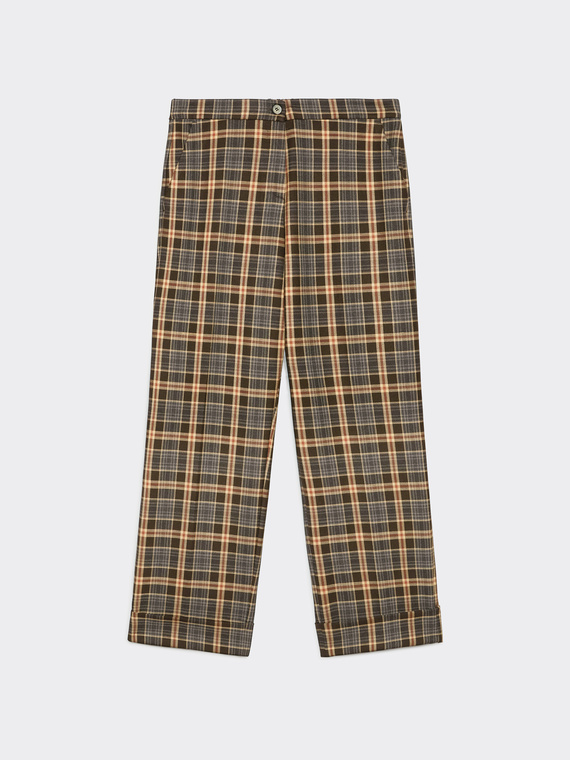 Pantaloni cropped in tessuto checks