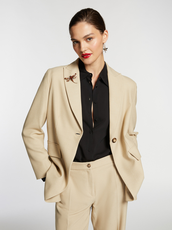 Blazer long en natté stretch