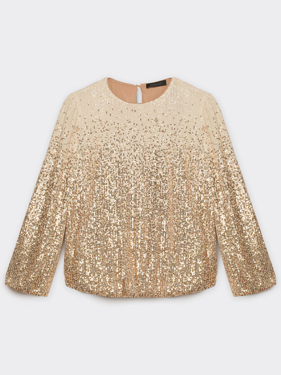 Blusa con paillettes in dégradé