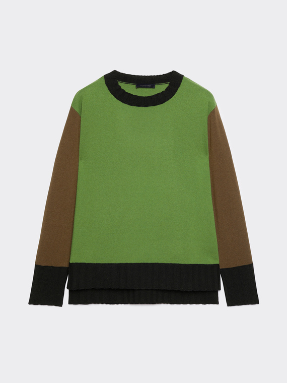 Colour block wool sweater