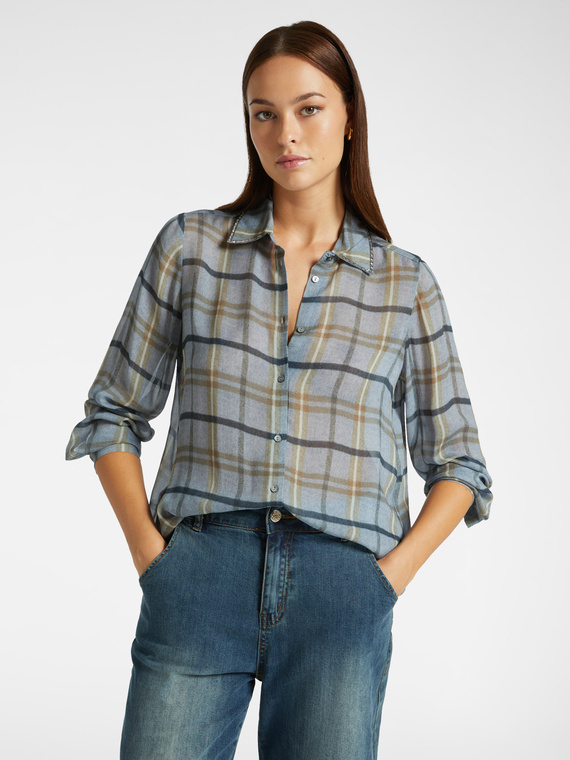 Georgette shirt with checked print