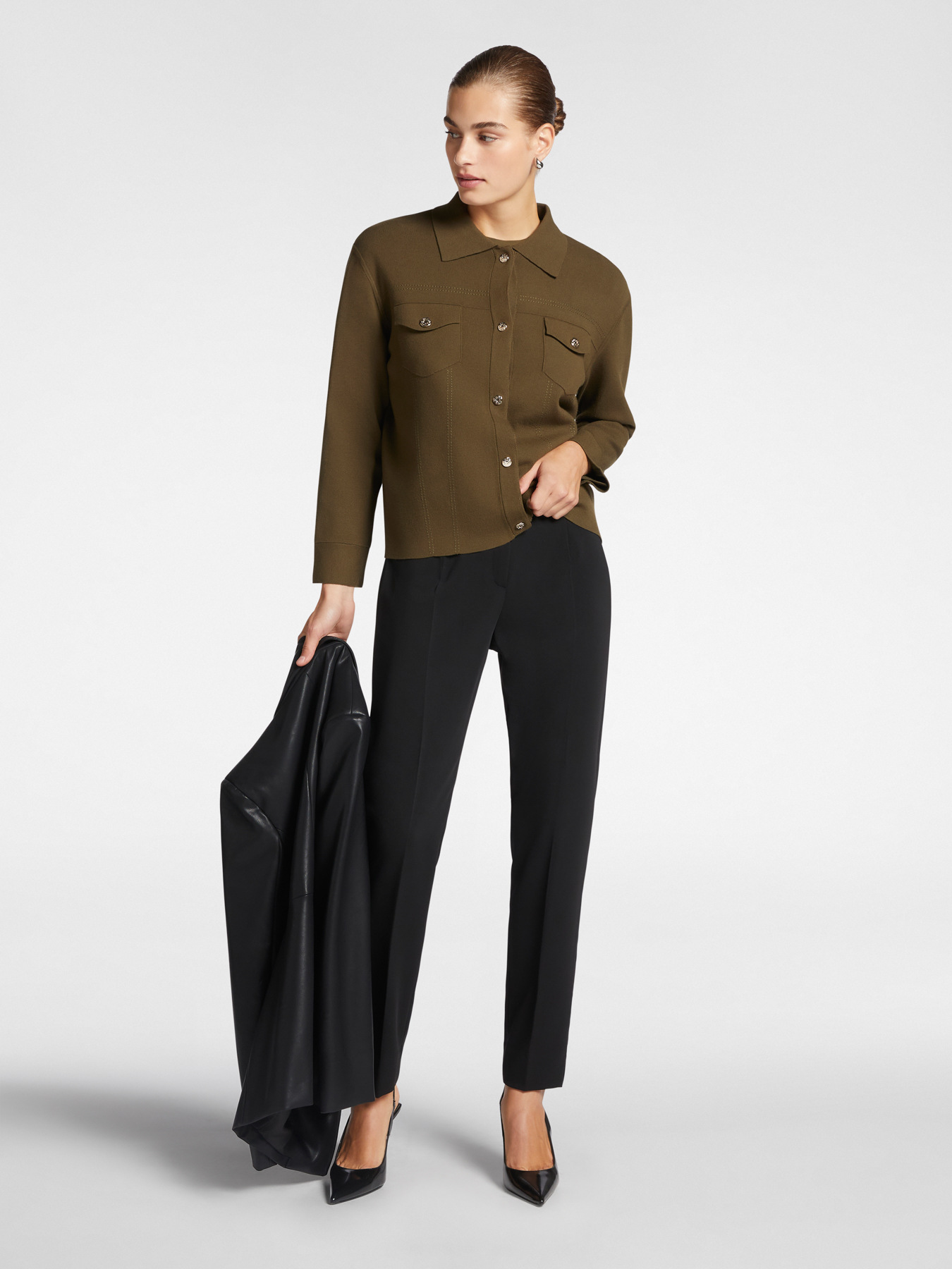 Pantaloni dritti in cady stretch image number 0