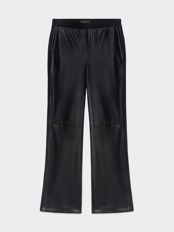 Straight dual fabric trousers