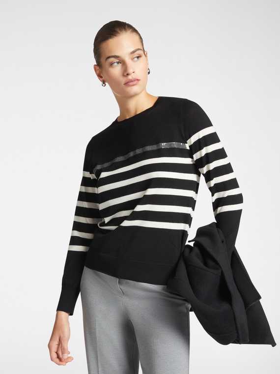 Striped sweater with embroidery