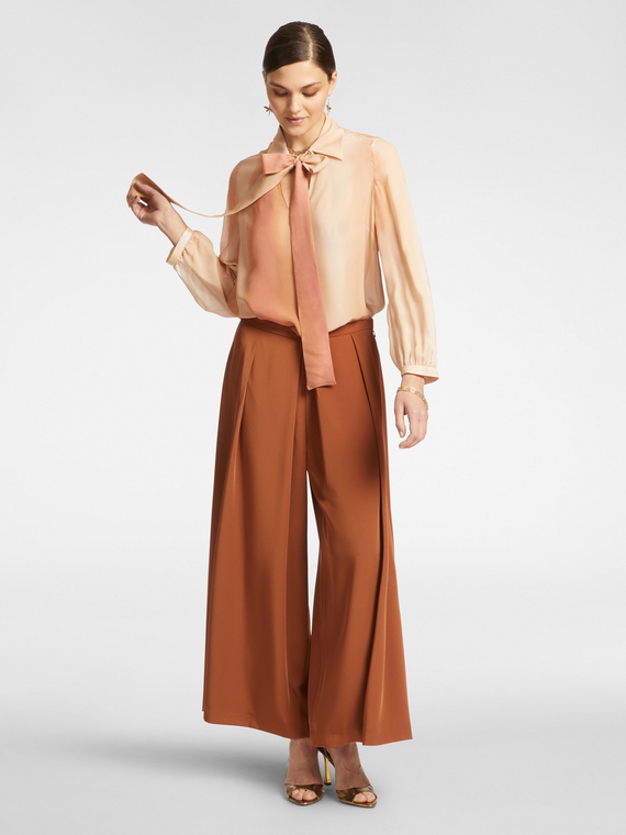 Pantalon large cropped à plis