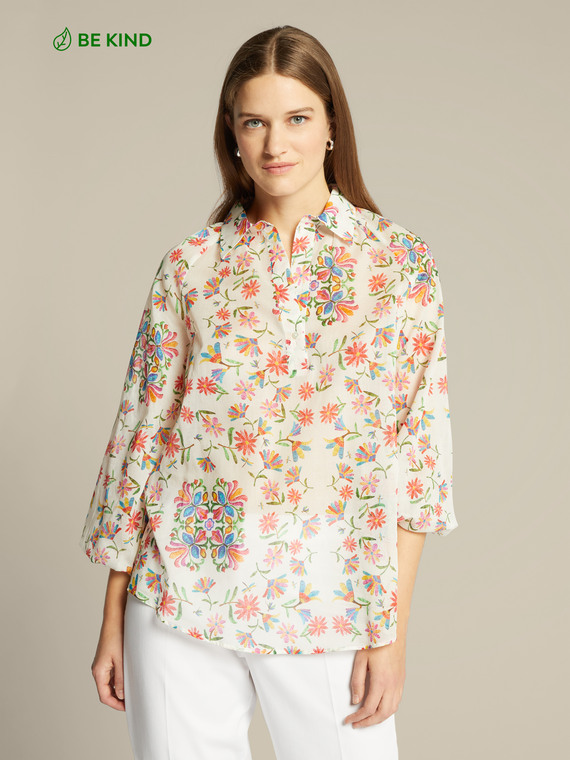 Printed cotton voile blouse