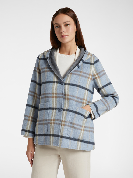 Short coat in double check fabric