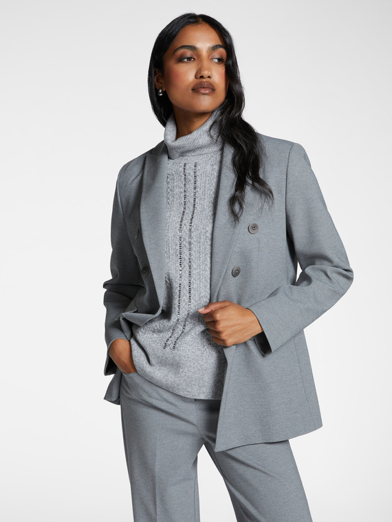 Milano knit fabric double-breasted effect blazer