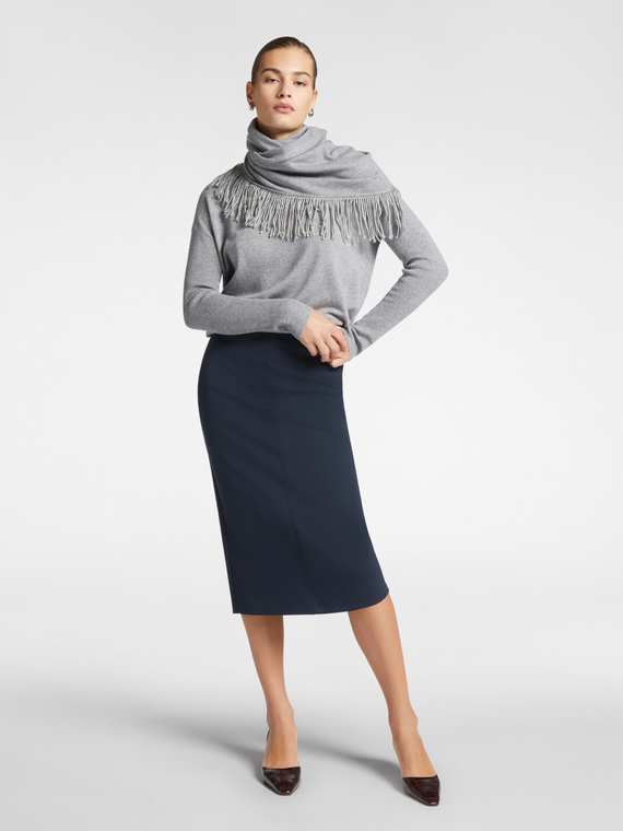 Straight Milano knit fabric skirt