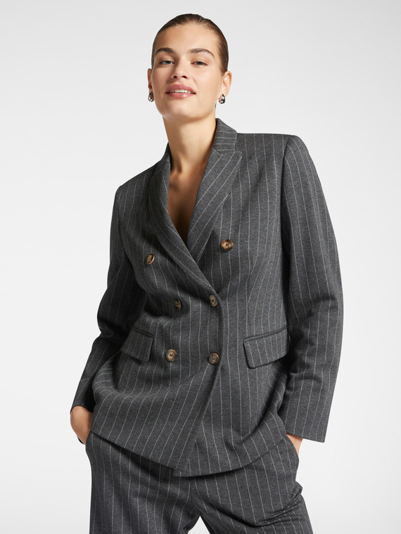 Pinstriped double-breasted blazer