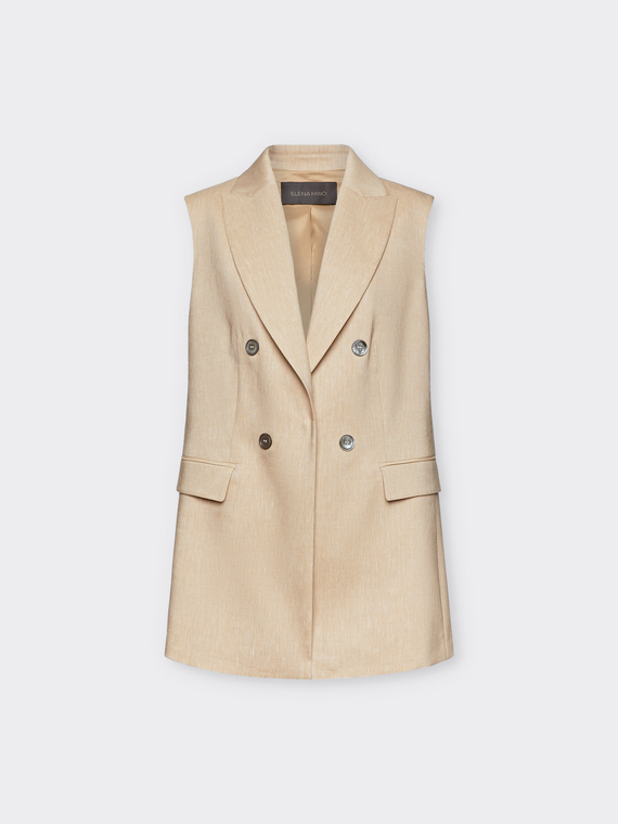 Blazer senza maniche in misto lino