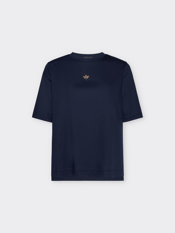 T-shirt con piccola libellula in strass