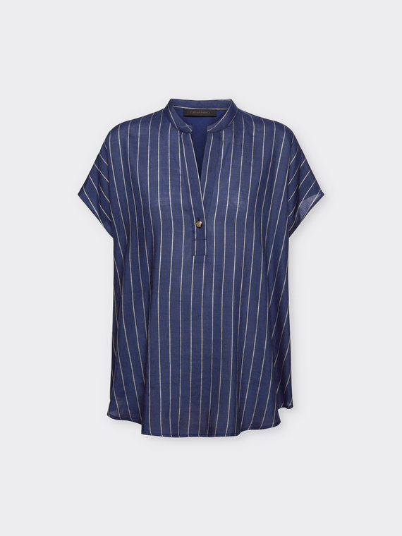 Nadelstreifenbluse aus Leinen und Jersey