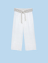 Pantaloni cropped in lino con cintura in corda image number 4