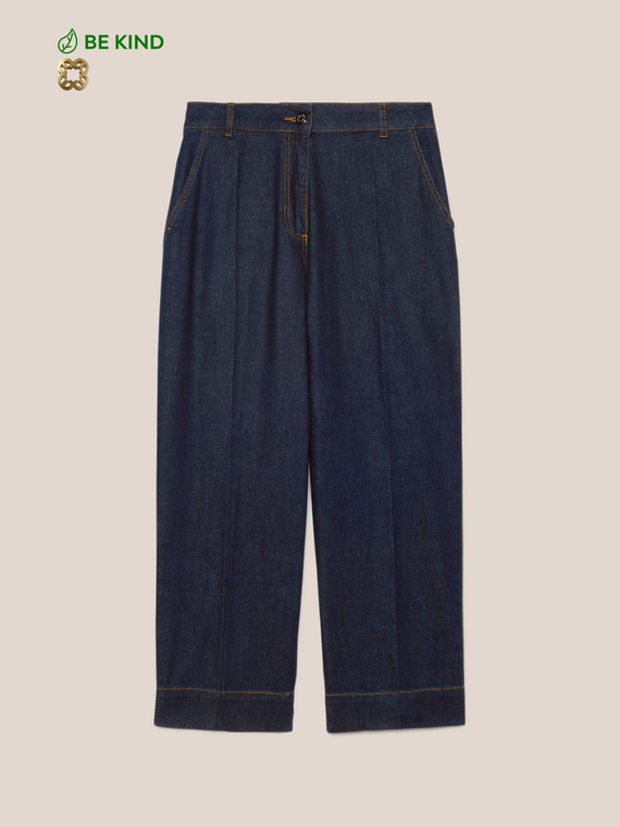 Cotton Relax Ankle Pants (Denim)