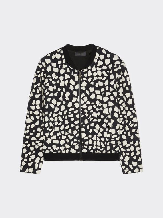 Printed scuba fabric bomber jacket