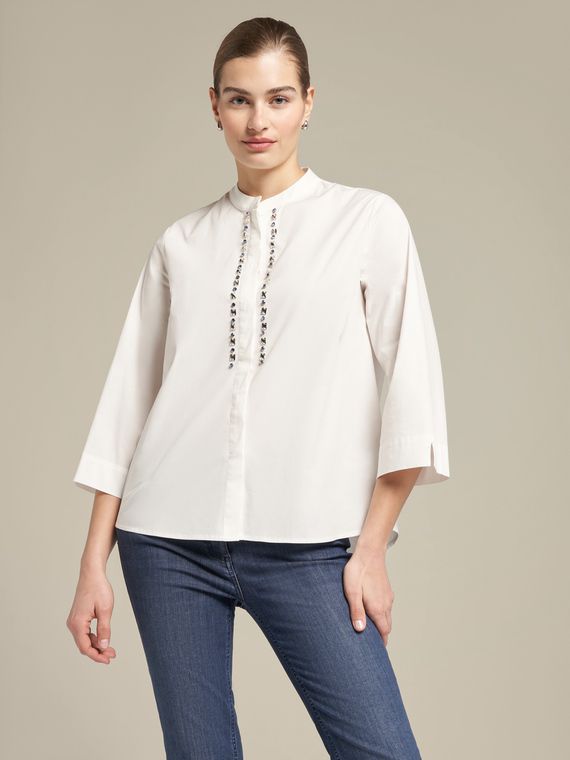 Stretch cotton embroidered shirt