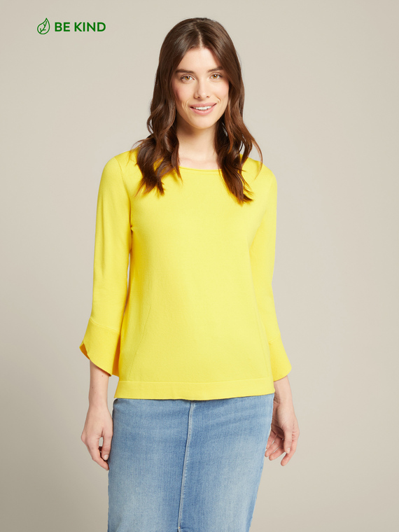 ECOVERO™ viscose sweater with flounce