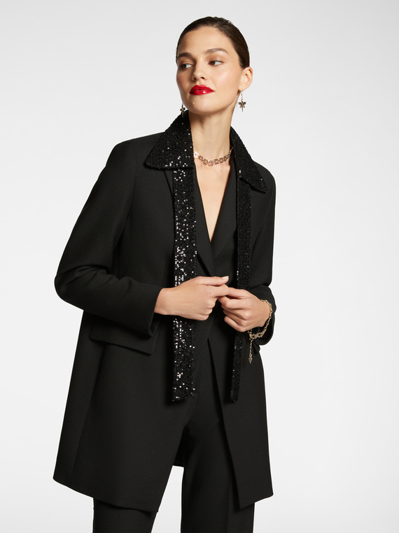 Blazer lungo elegante in stuoia stretch