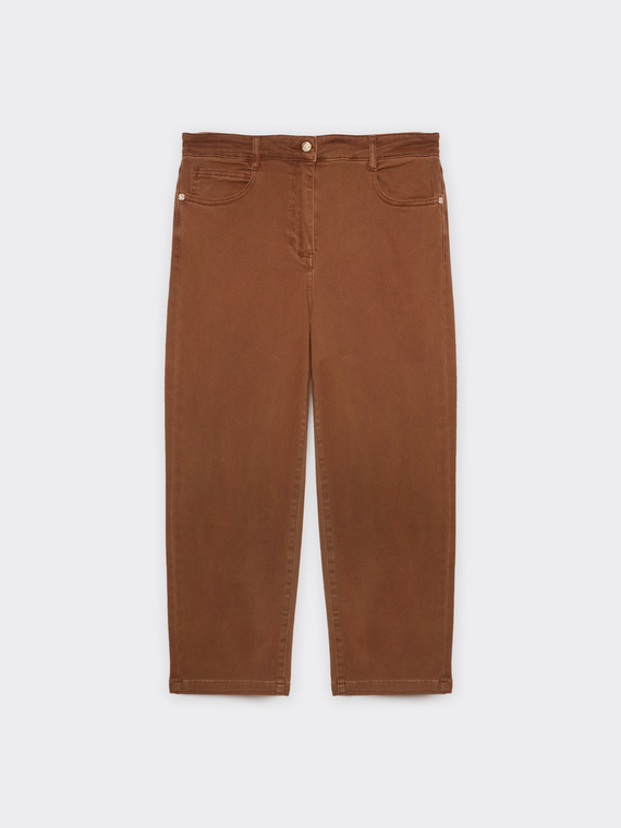 Cropped five-pocket trousers in drill