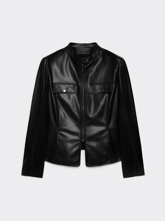 Dual-fabric biker jacket