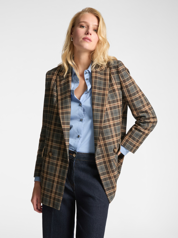 Chequered double-breasted blazer