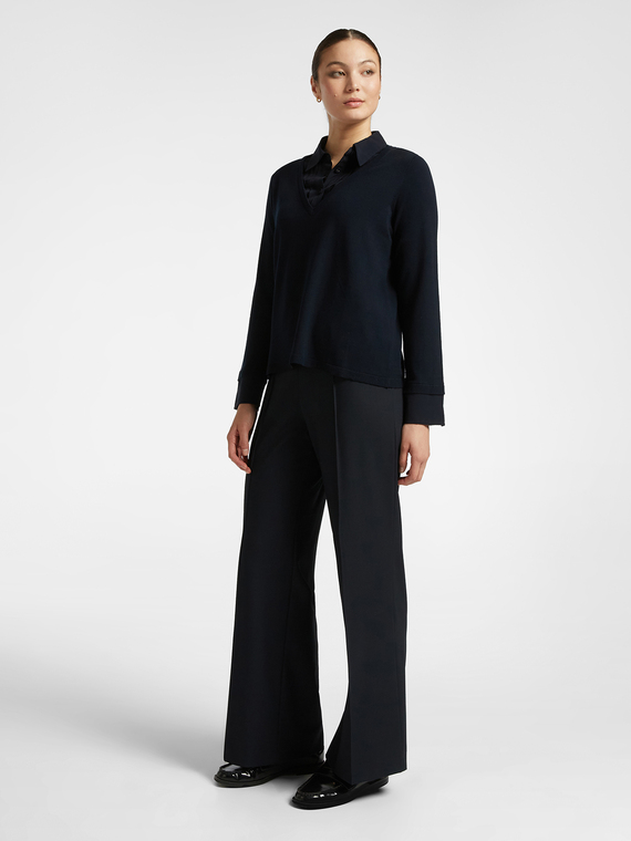 Wide-leg trousers with side zip