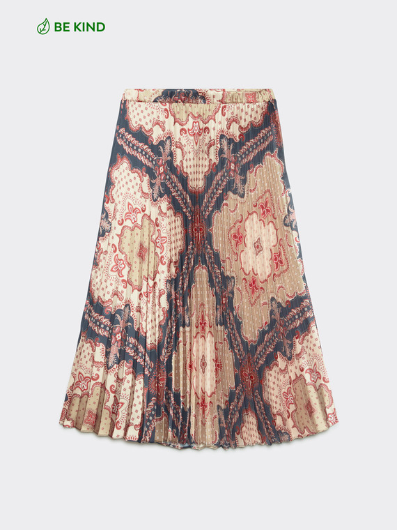 Printed pleated skirt