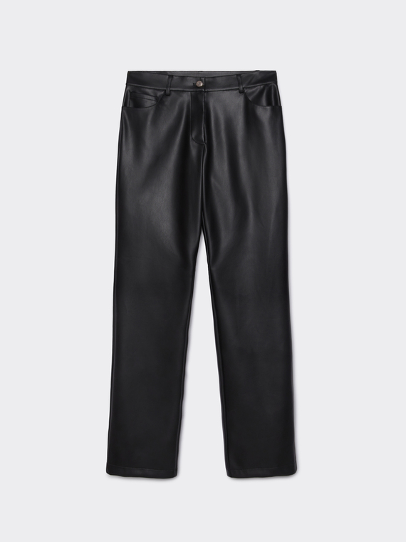 Glossy fabric trousers