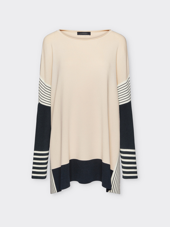 Maglia over colour block con righe