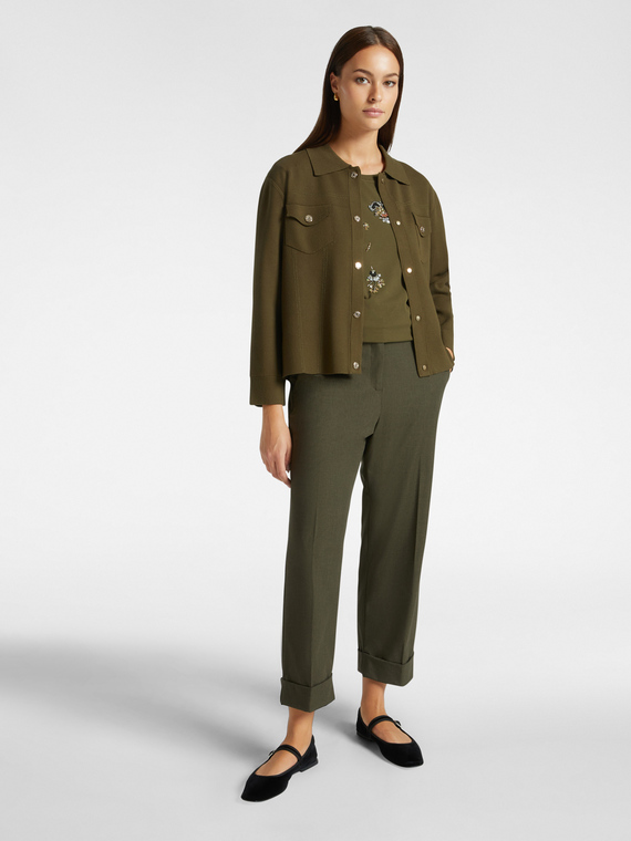 Cropped twill trousers