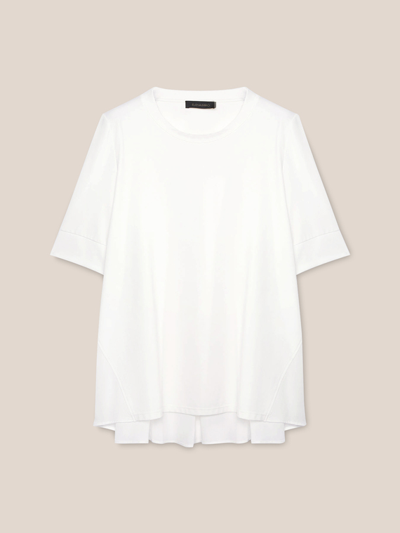 Loose dual-fabric T-shirt