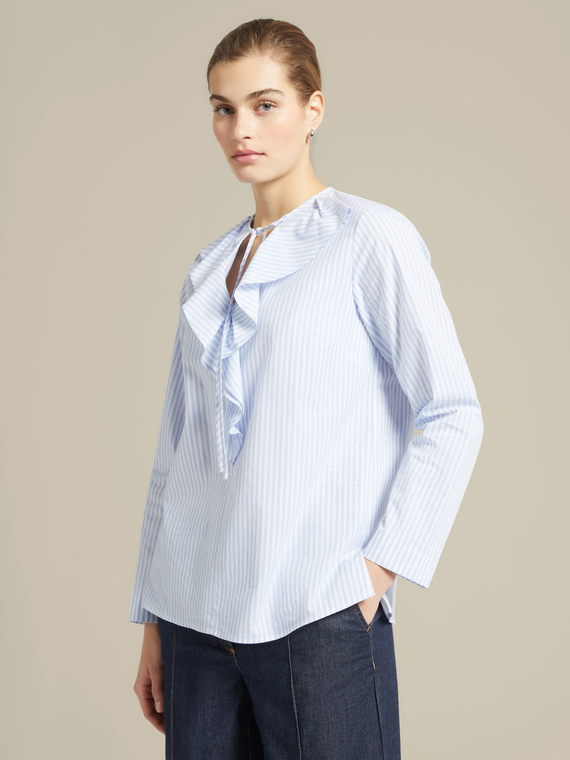 Blusa a righe con jabot