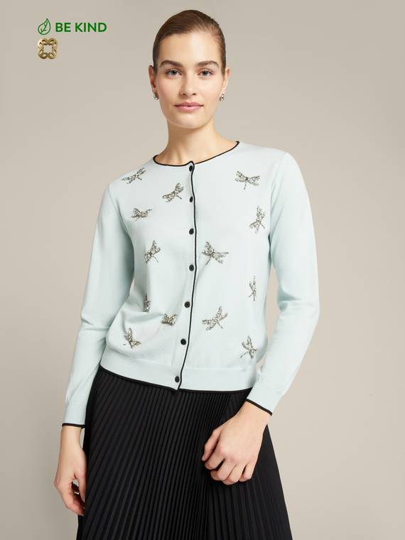 Embroidered viscose ECOVERO™ cardigan