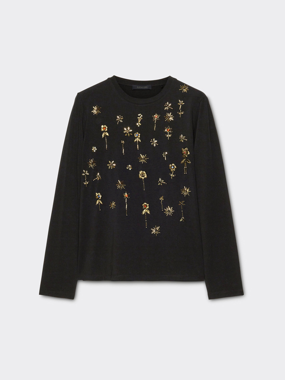 T-shirt with floral embroidery