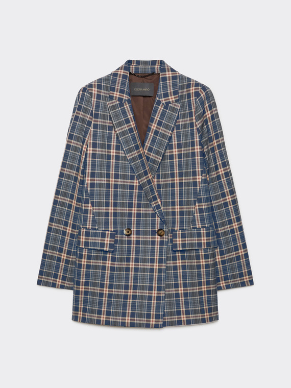 Chequered double-breasted blazer