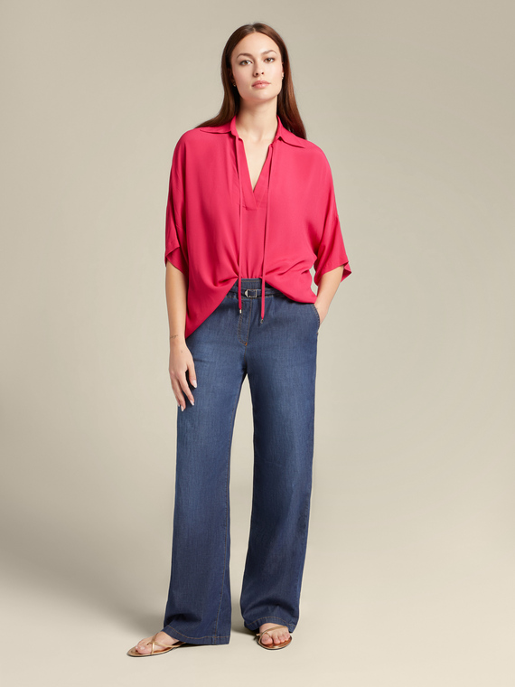 Pantaloni palazzo in chambray