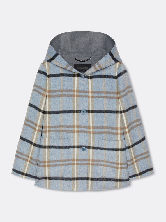 Short coat in double check fabric