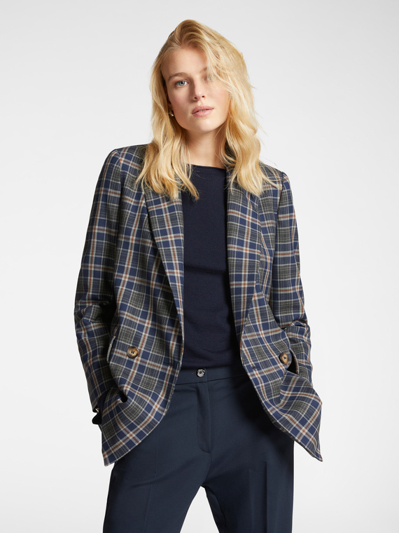 Chequered double-breasted blazer