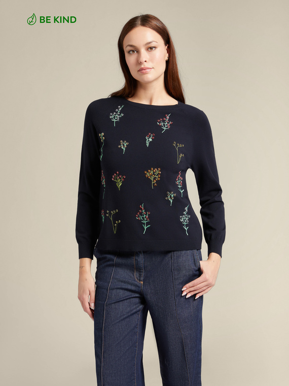 Pull en viscose ECOVERO™ avec broderie florale