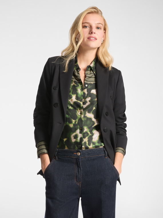 Milano knit fabric double-breasted effect blazer