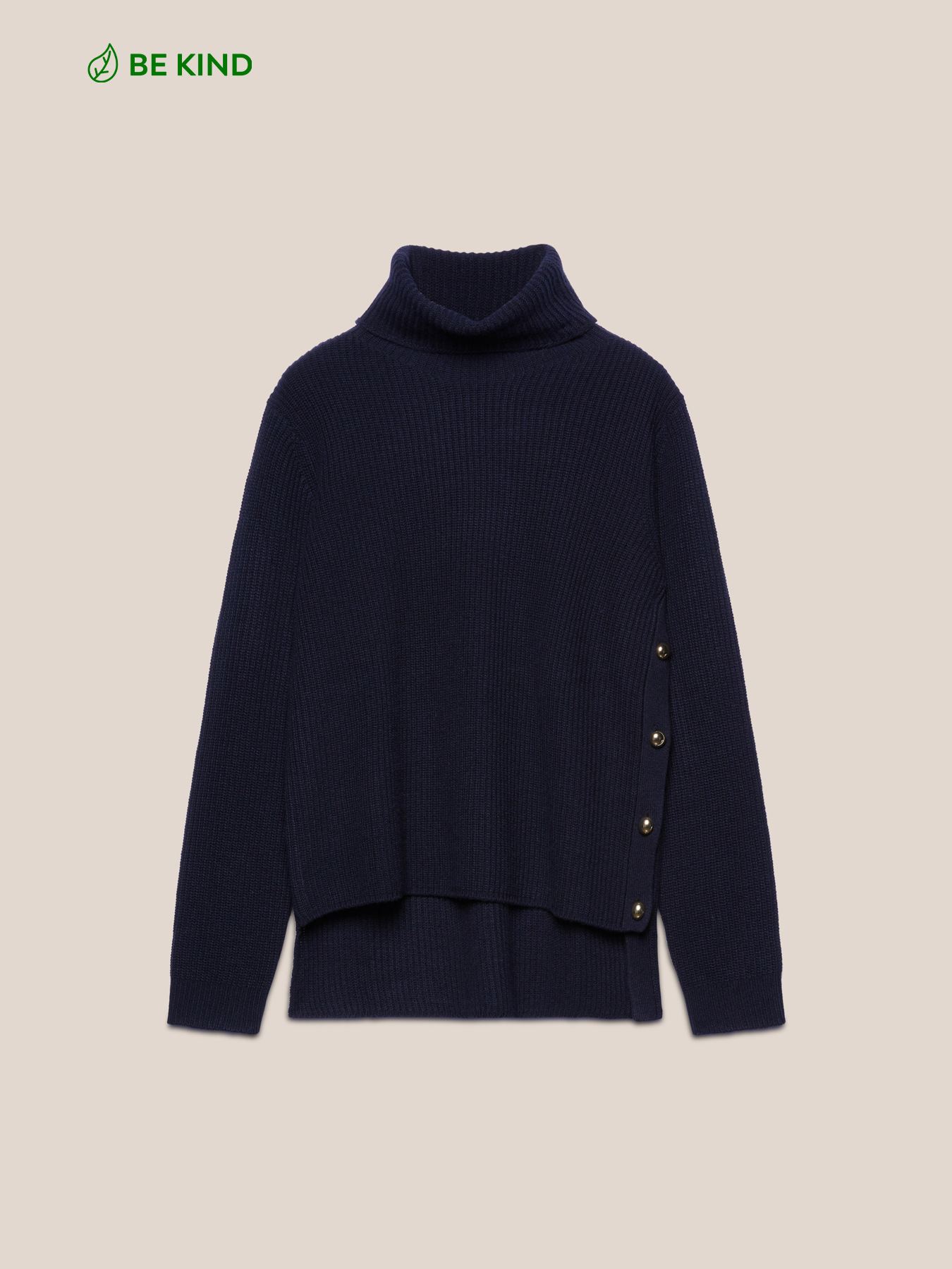 Side button turtleneck sweater clearance