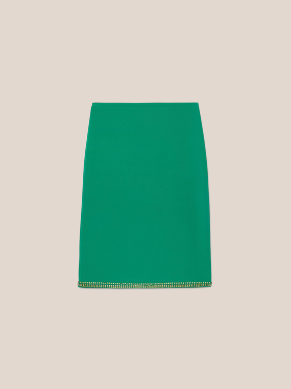 Cady pencil skirt with embroidery