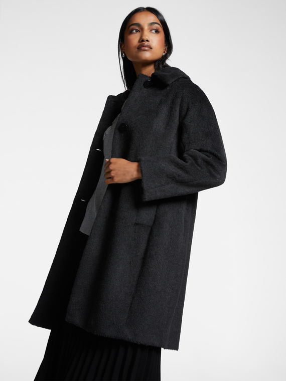 Cocoon coat with collar