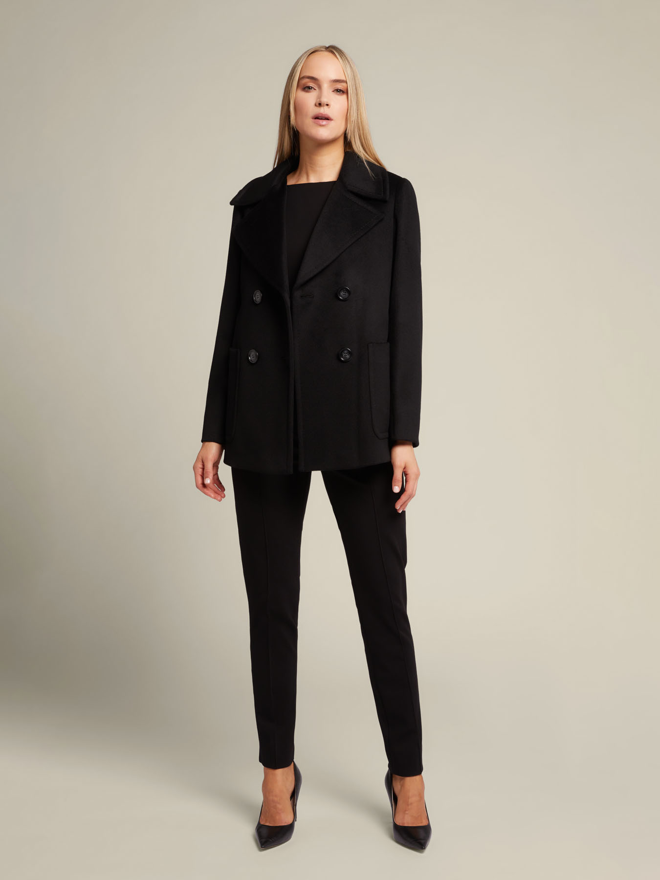 Double breasted pea coat in luxury worsted cloth