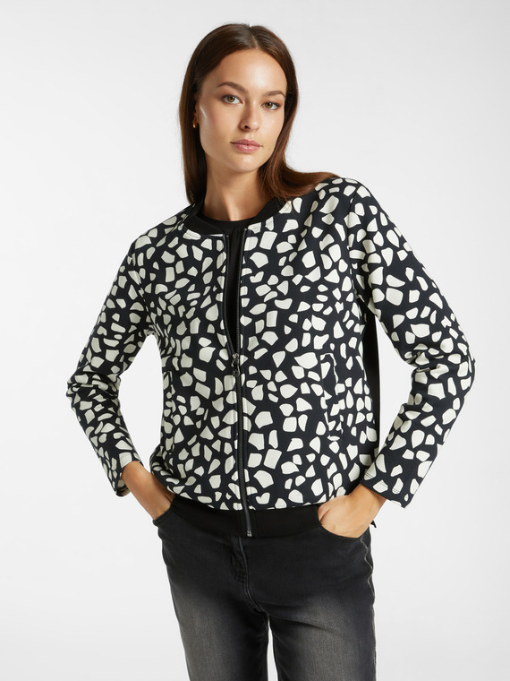 Printed scuba fabric bomber jacket