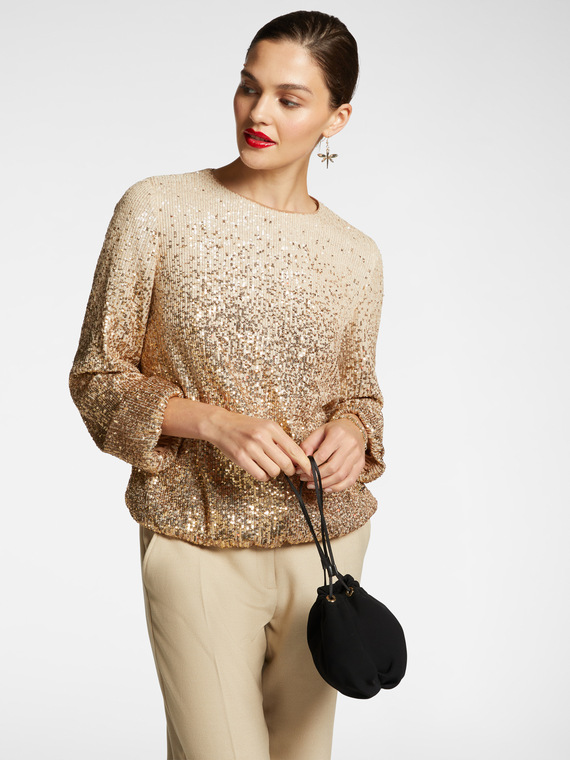 Blusa con paillettes in dégradé